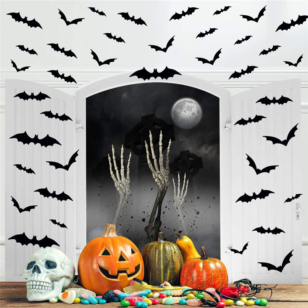 Halloween Decoration 3D Black PVC Bat Halloween Party DIY Decor Bar Room Halloween Party Scary Decos Props Wall Sticker