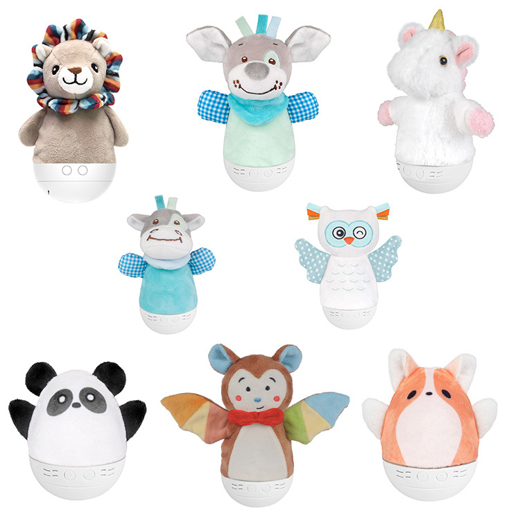 OEM night light for baby Lovely Appease Sleep Animal Plush Musical White Noise Soothing Toys tumbler plush toy