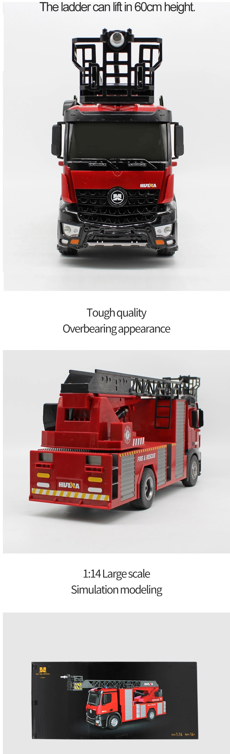 Wholesale RC Truck 1:14 Kids Simulation RC Ladder Box Water Spray Fire Truck Machine on Remote Control Toys Car Fire Trucks