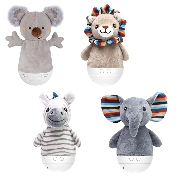 OEM night light for baby Lovely Appease Sleep Animal Plush Musical White Noise Soothing Toys tumbler plush toy