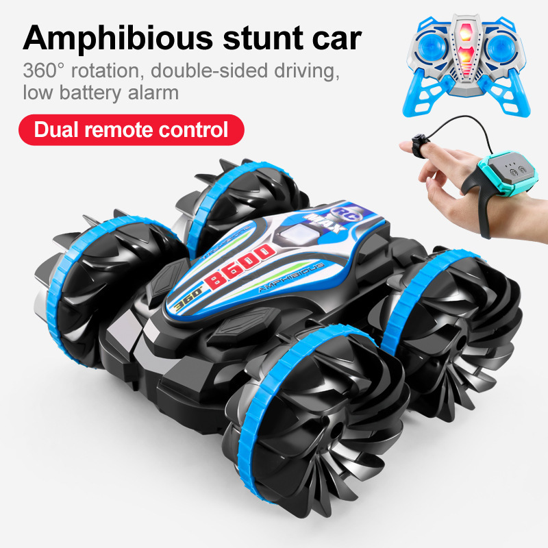 Amphibious RC Car Outdoor All Terrain Land and Water Waterproof 2.4 GHz 4WD Watch Gesture Sensor Amphibious Remote Control Car