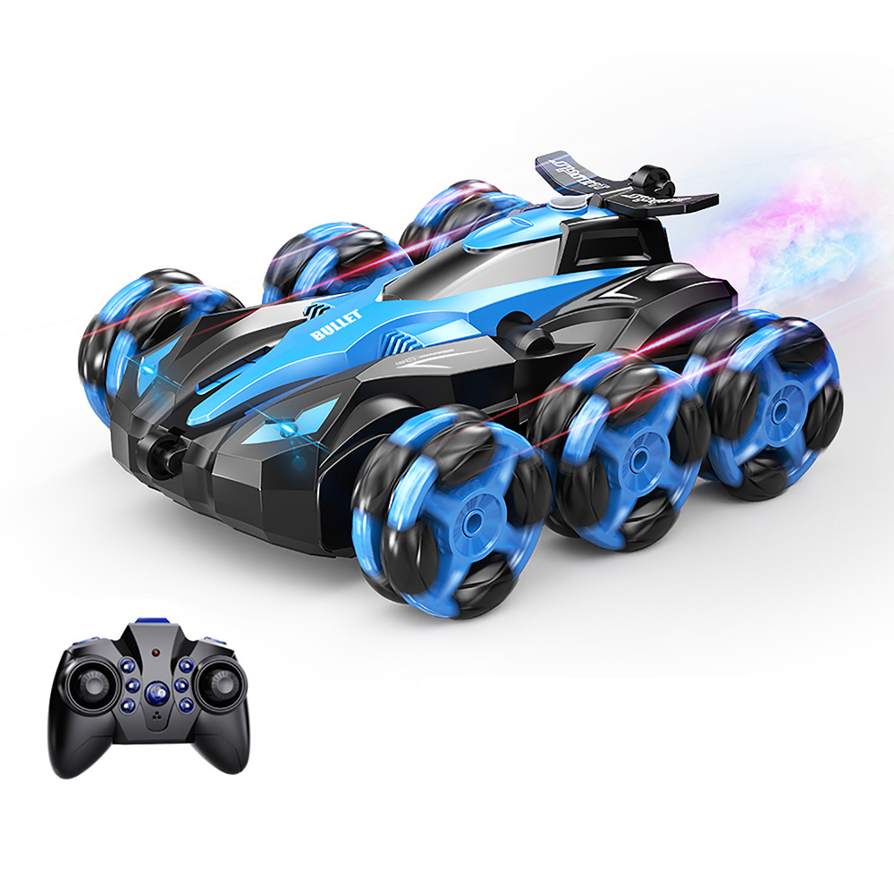 HW Six wheel swing arm stunt deformation music spray RC 2.4G Remote Control 4WD Drift 360-degree rotate kids toys