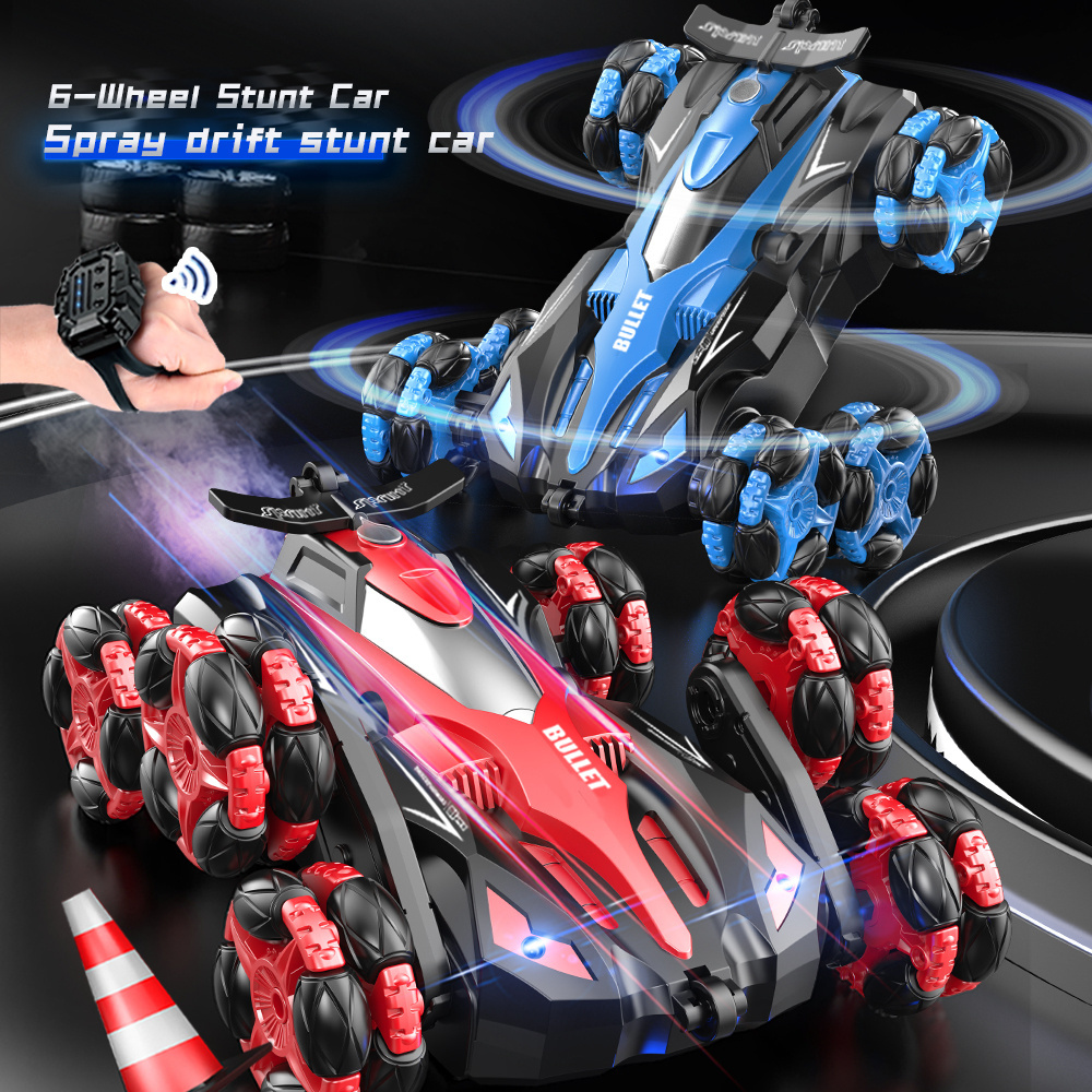 HW Six wheel swing arm stunt deformation music spray RC 2.4G Remote Control 4WD Drift 360-degree rotate kids toys