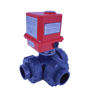 TOYI 3 Way Dn50 2 Inch Upvc Electric Actuator On/Off Type Motorized Plastic Ball Valve Pvc Electric Control Valve For Pool