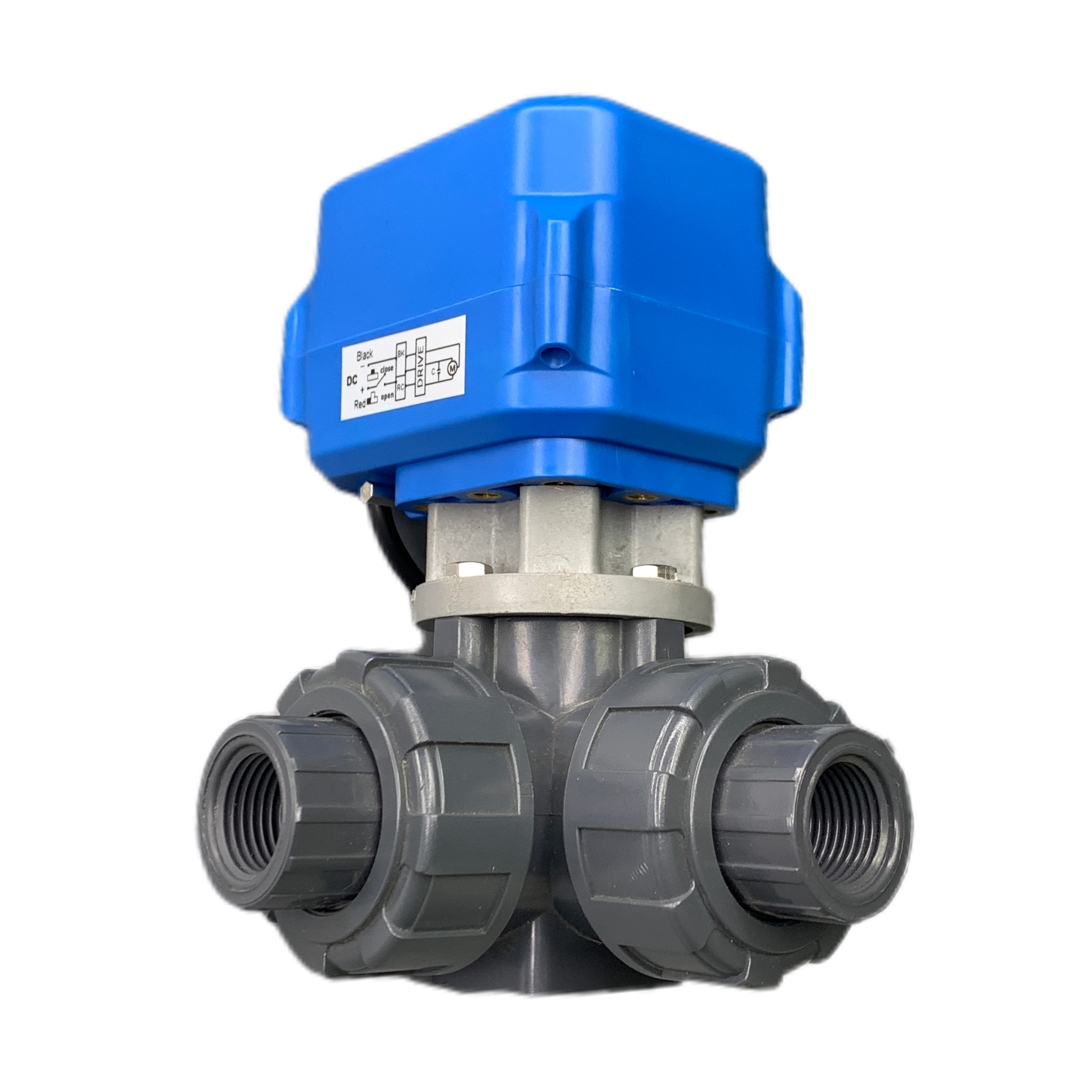 TOYI High Quality 3 Way Electric Actuator Control Valve UPVC PVC Ball Valve 1/2