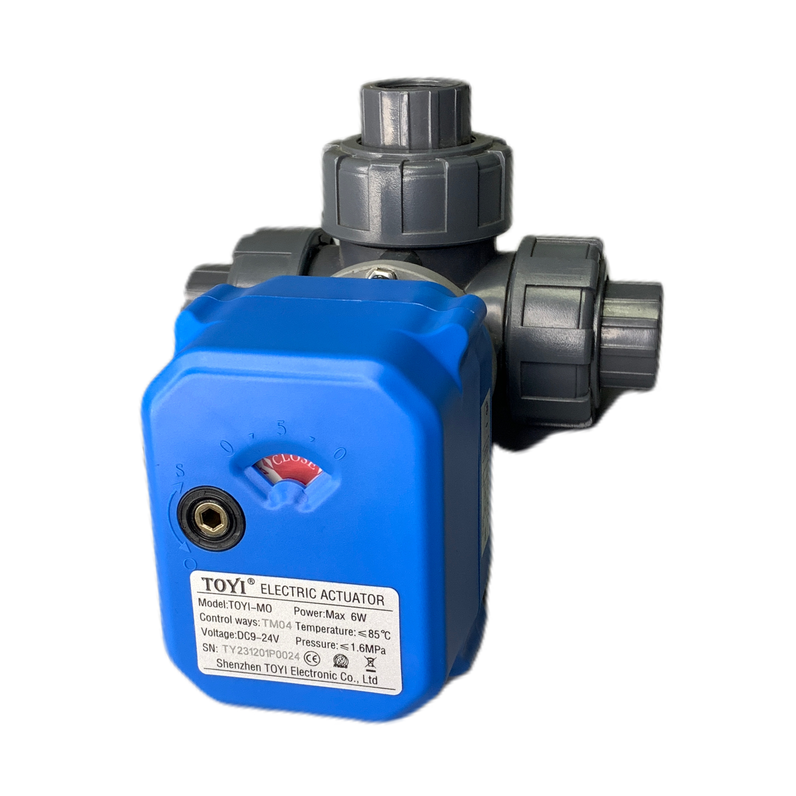 TOYI High Quality 3 Way Electric Actuator Control Valve UPVC PVC Ball Valve 1/2