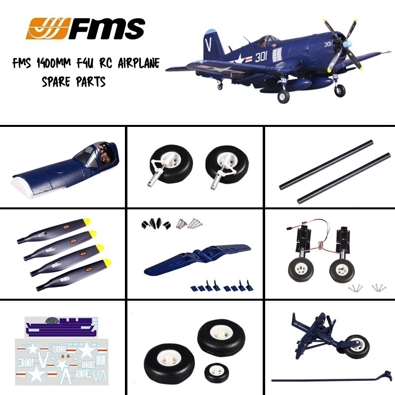 Fms 1400mm F4U RC Airplane Main Wing Vertical Tail Flat Canopy Propeller 6s Delay Device Landing Gear Spare Parts