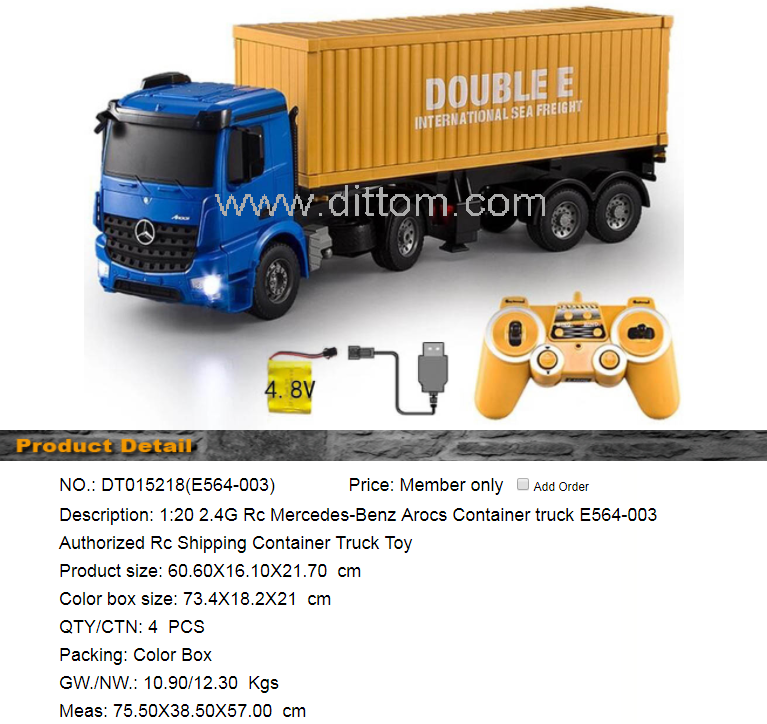 Double Eagle 1/20 2.4G Rc model Container truck E564-003 Authorized Rc Shipping Container Truck Toy