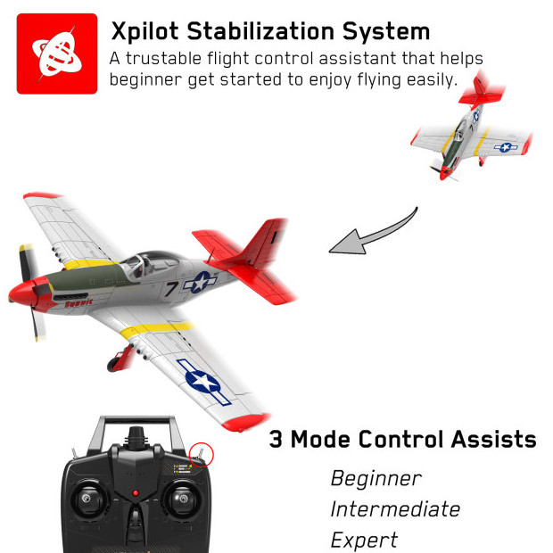 P51D 750MM Wingspan Wireless Remote Control Airplane Brushless Motor Toy Airplane