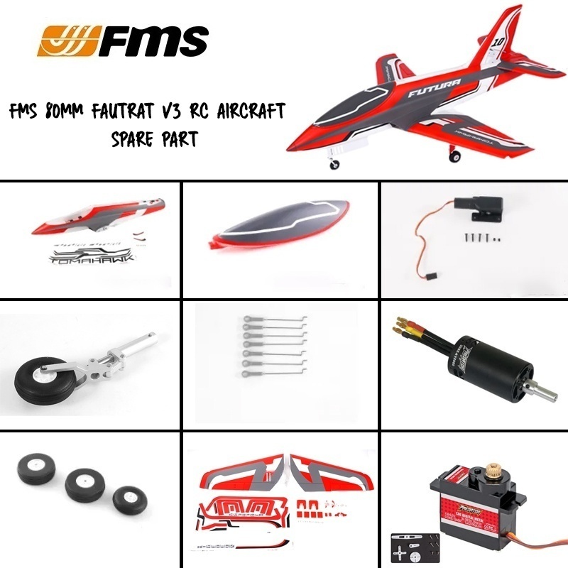 Fms 80mm Ducted Fautrat V3 Remote Control Aircraft Horizontal Tail Main Wing Cockpit Esc Landing Gear Motor Spare Part