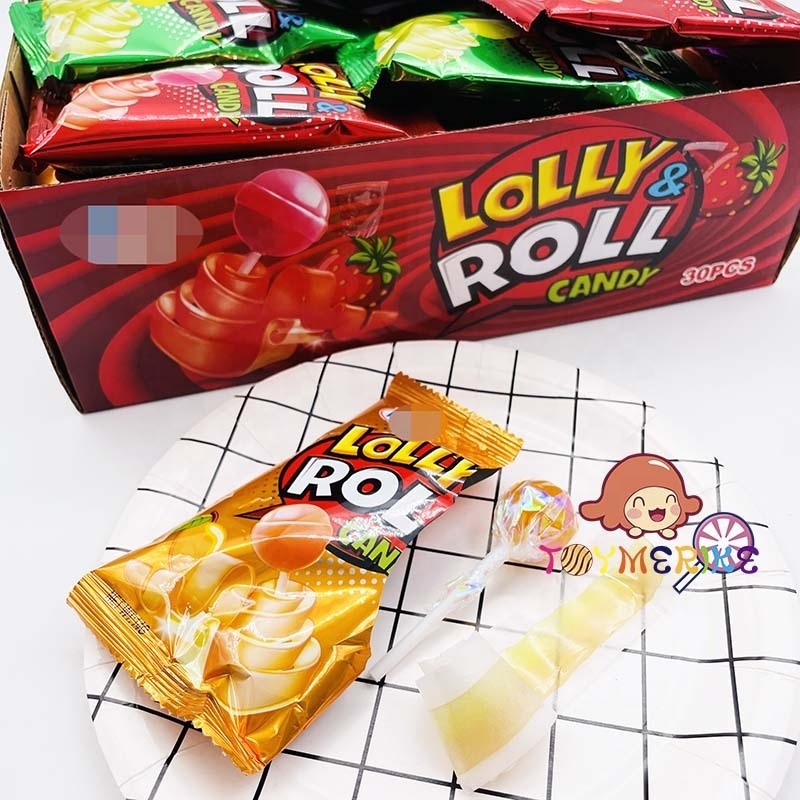 Sweet Fruity Gummy Jelly Roll Candy with Lollipop Candy