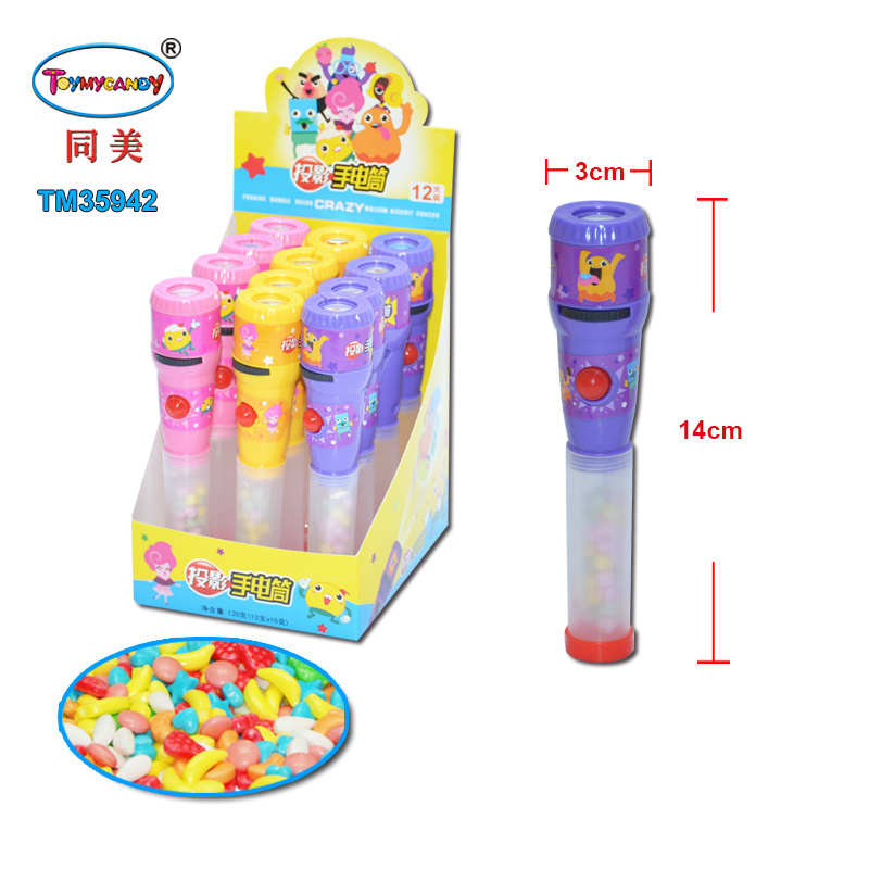 Wholesale China toy candy factory produce torch projection toy with candy best sell in 1 dollar shop