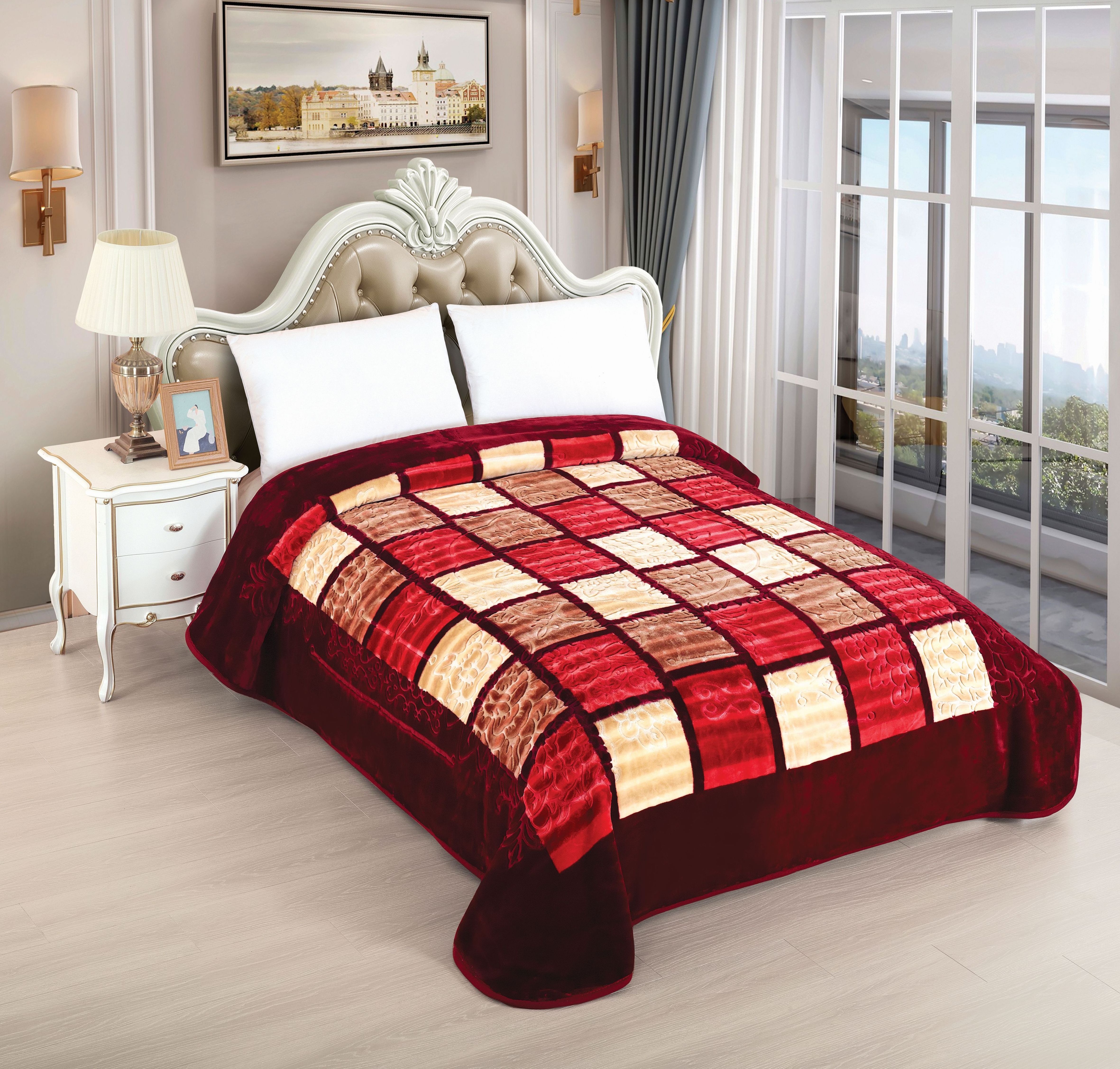 Wholesale Custom Double Embossed Polyester Blanket on Super Soft Royal Spanish Style Blanket