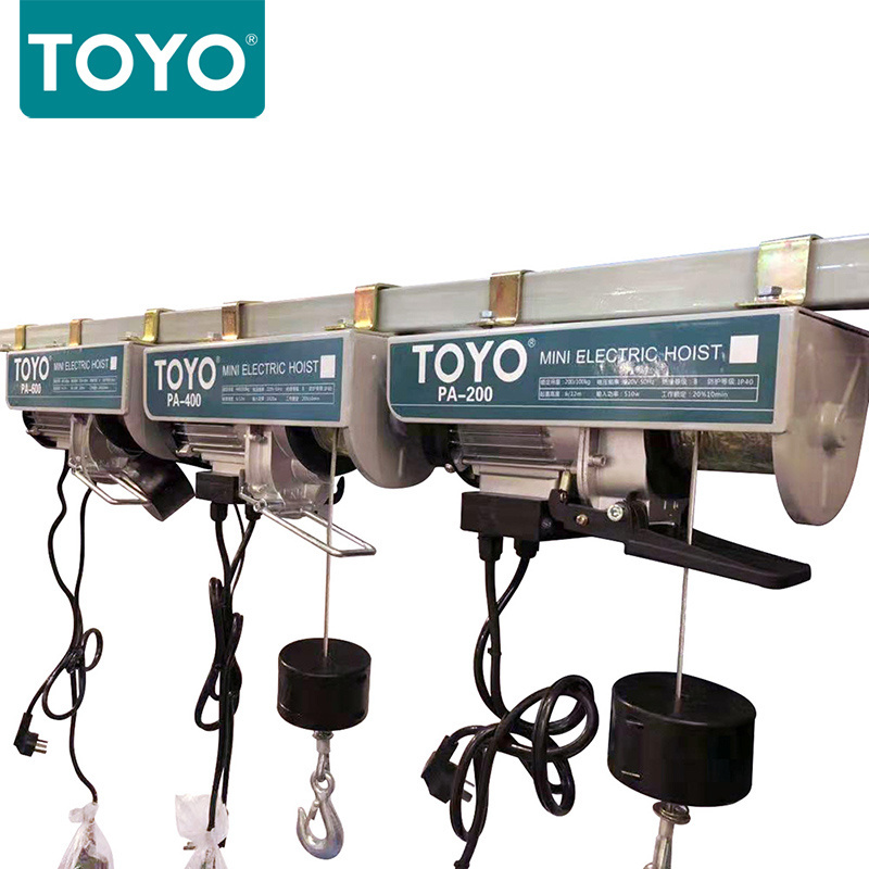 Toyo High Quality 220v 200kg PA Type Car Used Engine Wire Rope Sling Mini Electric Hoist