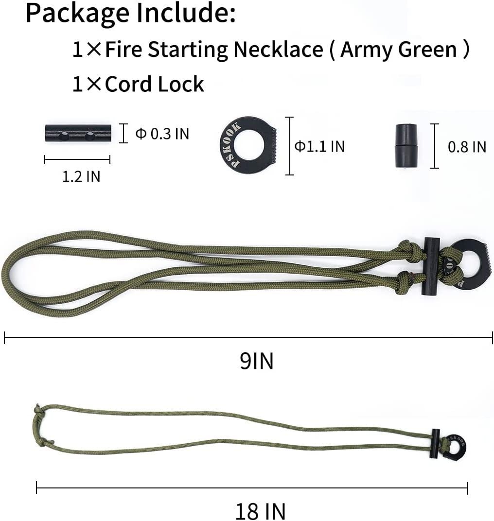 Paracord Fire Starter Necklace Keychain Survival Gear Flint Magnesium Ferro Rod 550 Paracord Lanyards