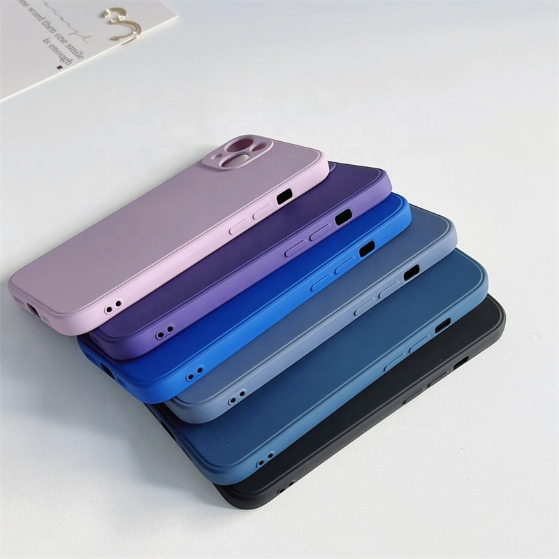 Low MOQ Blank Matt Mobile Phone Silicone Case for iPhone 15 14 13 12 11 pro max Soft Colorful TPU Phone Cover with Microfiber