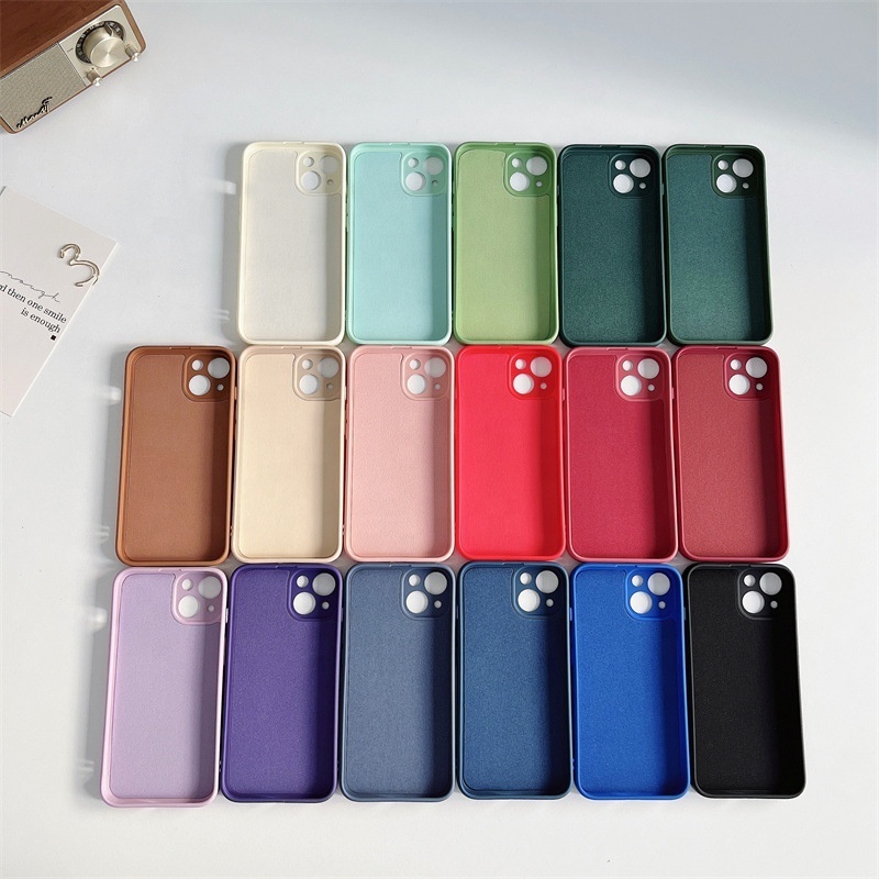 Low MOQ Blank Matt Mobile Phone Silicone Case for iPhone 15 14 13 12 11 pro max Soft Colorful TPU Phone Cover with Microfiber