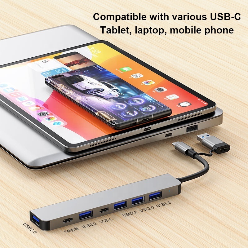 7 in 1 USB Type C Data to PD 5W Power Supply 4K 30HZ Laptop Docking Station Usb Hub 3.0 Splitter hub For Macbook Mobile Phone