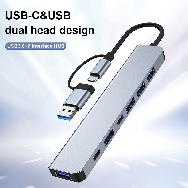 7 in 1 USB Type C Data to PD 5W Power Supply 4K 30HZ Laptop Docking Station Usb Hub 3.0 Splitter hub For Macbook Mobile Phone