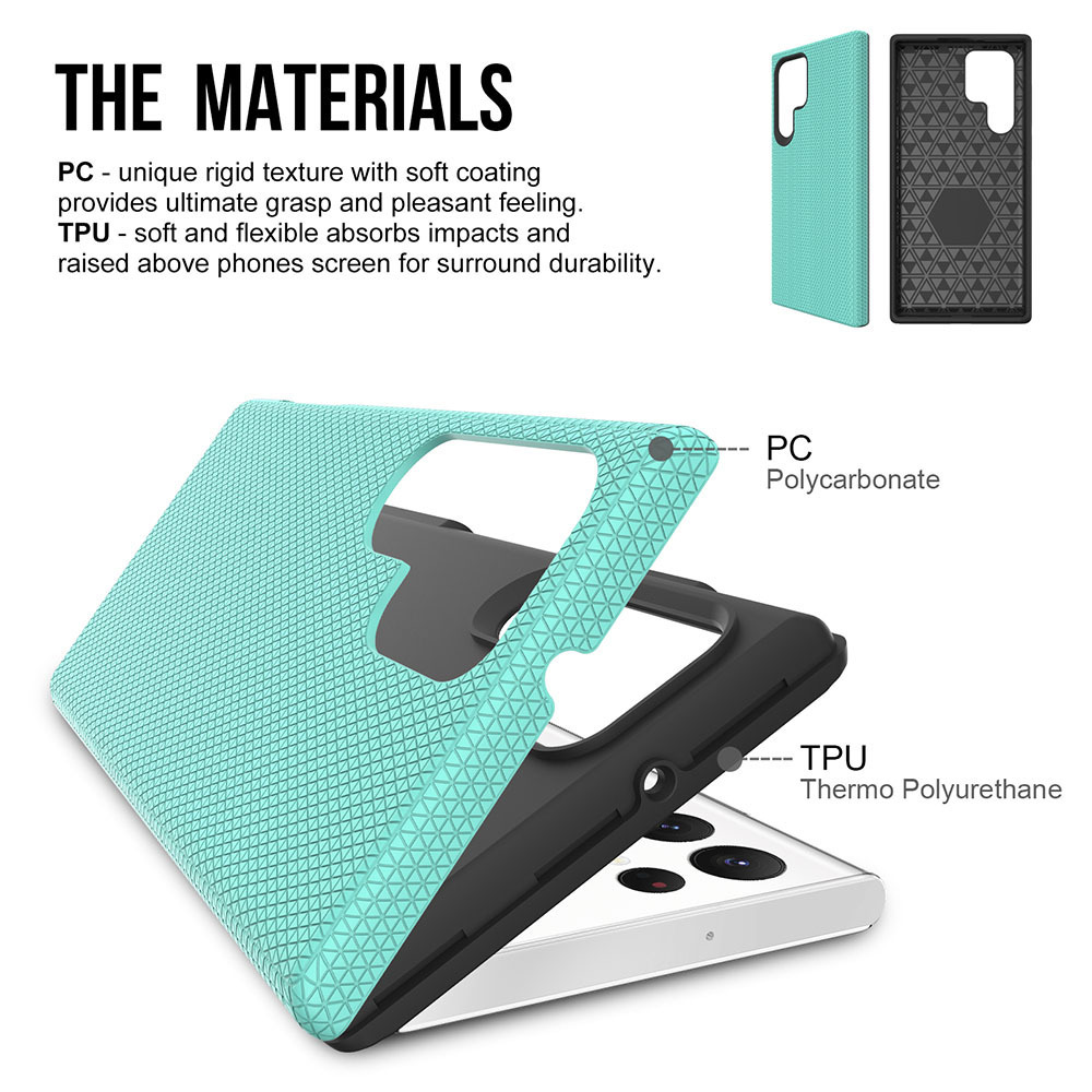 Triangle Grid Shockproof 2 in 1 Split Body Shockproof Mobile phone Cover For Samsung Galaxy S22 S23 S24 ultra Case