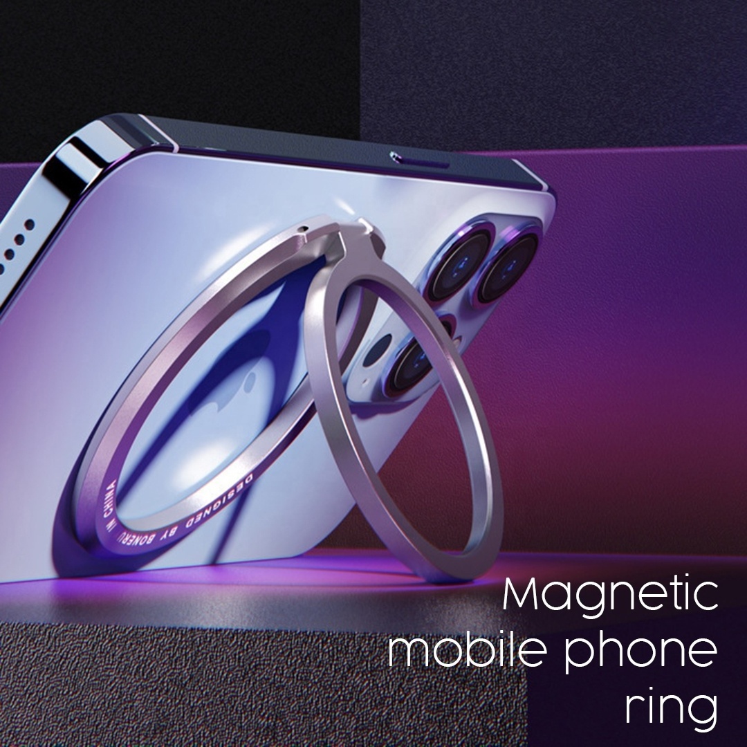 Low MOQ Rotatable Ring Holder for Magnetic Mobile Phone Universal Phone Stand Silver Strong Magnet Flexible Circle Phone Holder