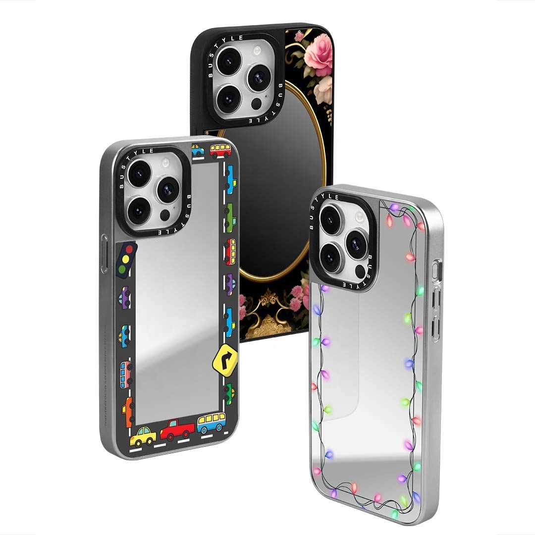 Low MOQ High quality custom design shockproof Make up smart phone cover Mirror Cases for iPhone 14 13 15 Mirror phone Case