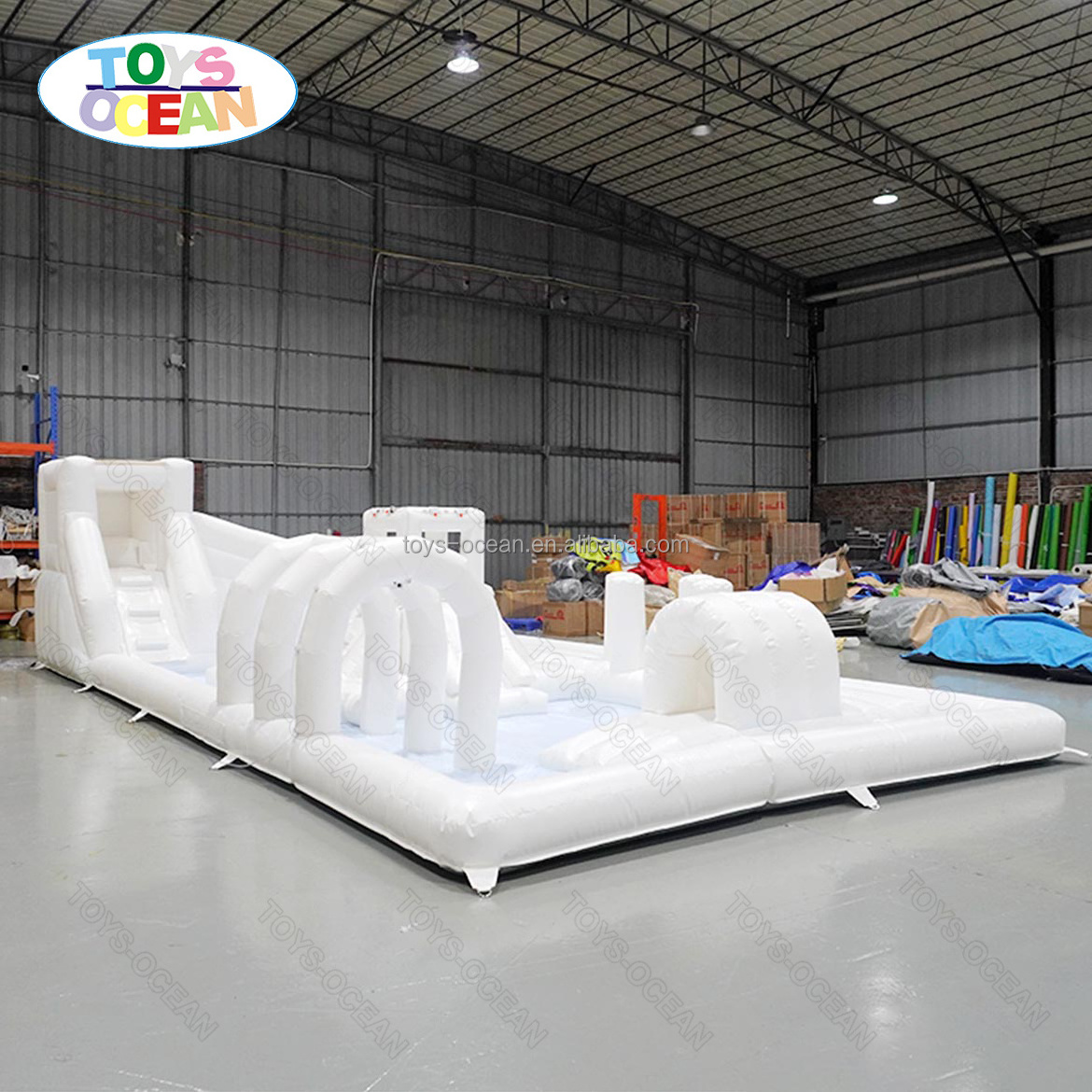 2024 new white inflatable playground with water slide pool suitable for kids activity parties