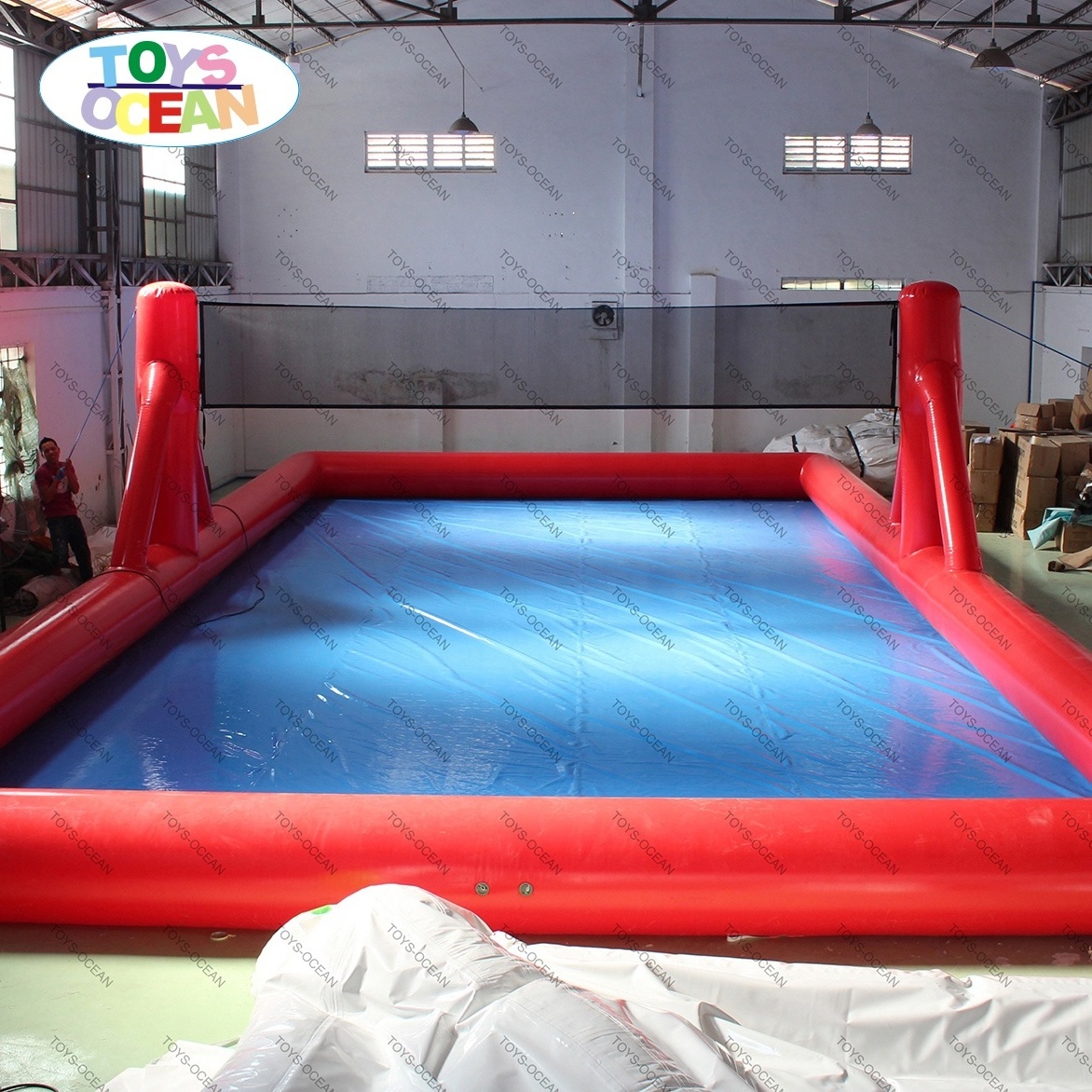 Customized commercial PVC sports games inflatable volleyball court with pool suitable for event rental