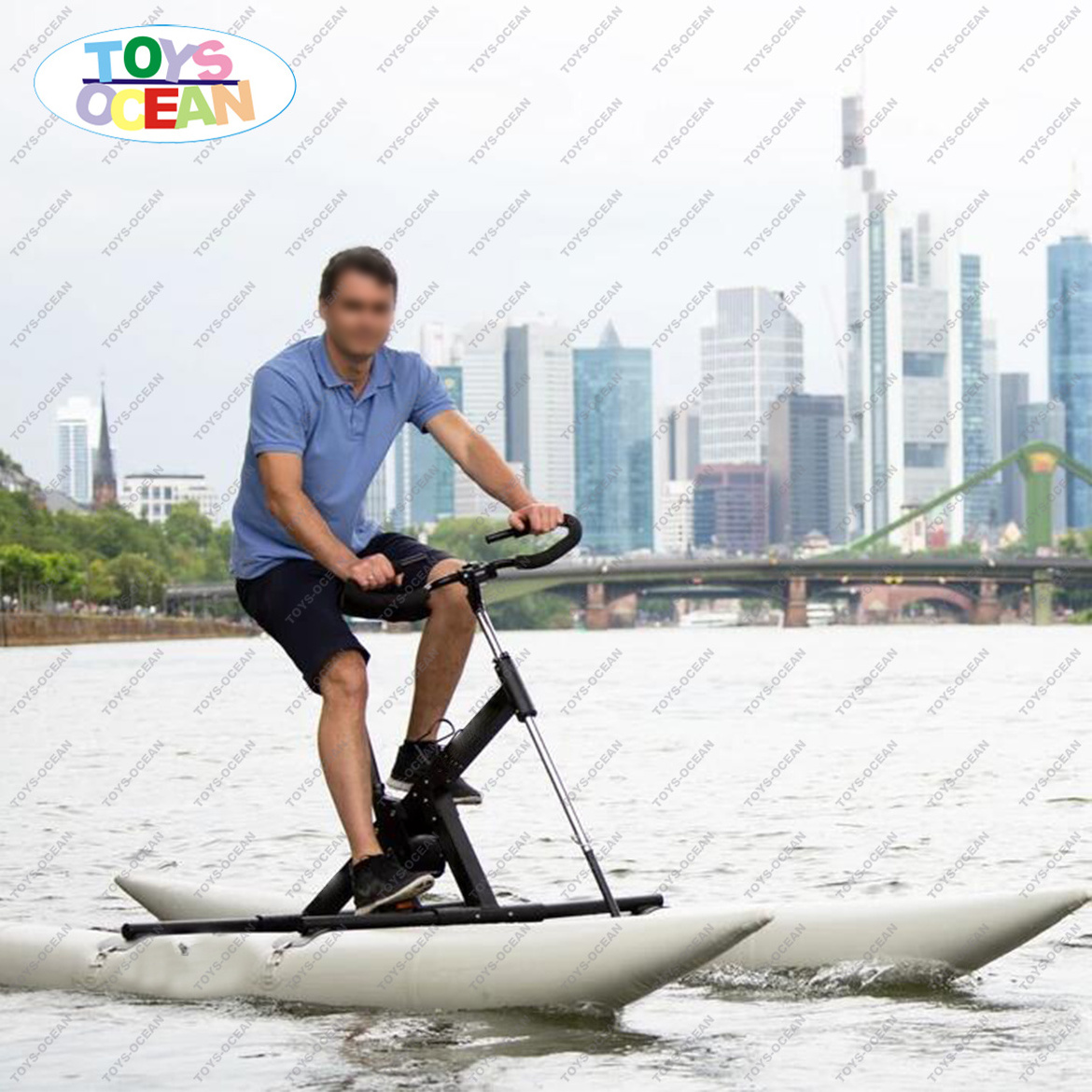 Custom Size high quality PVC inflatable sea banana boat tubes floating water bike buoy