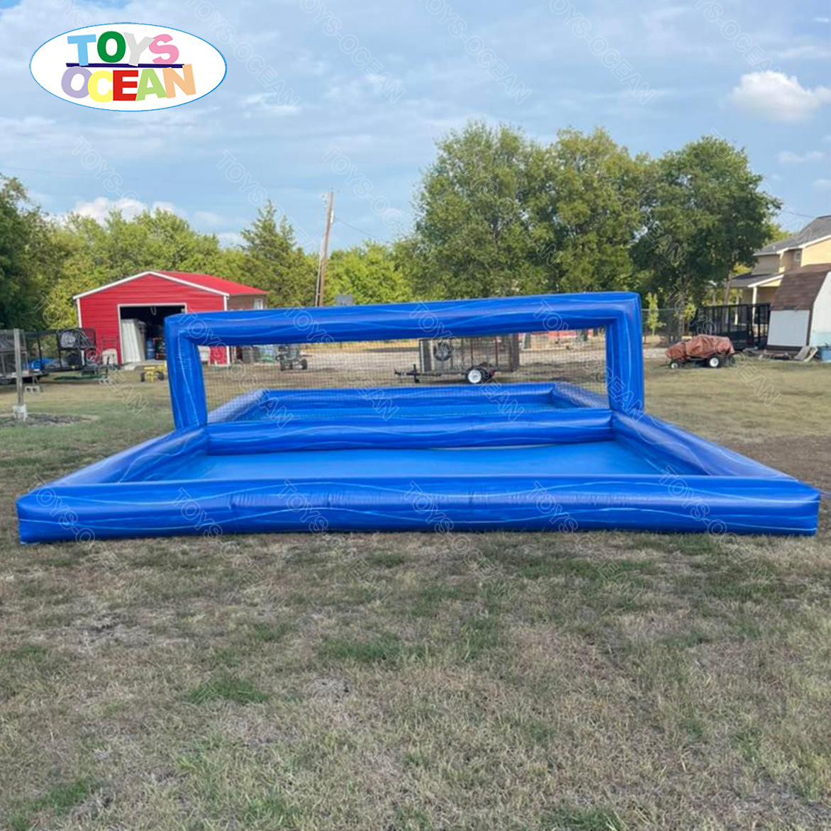 Customized commercial PVC sports games inflatable volleyball court with pool suitable for event rental