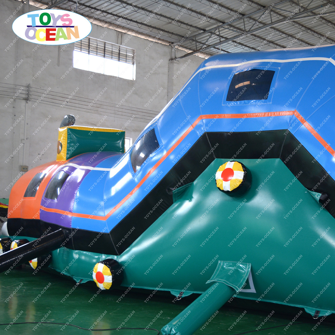 Inflatable Train Jumping Trampoline Castle Obstacle Course Playground Amusement Park for Kids