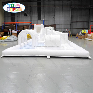 2024 new white inflatable playground with water slide pool suitable for kids activity parties