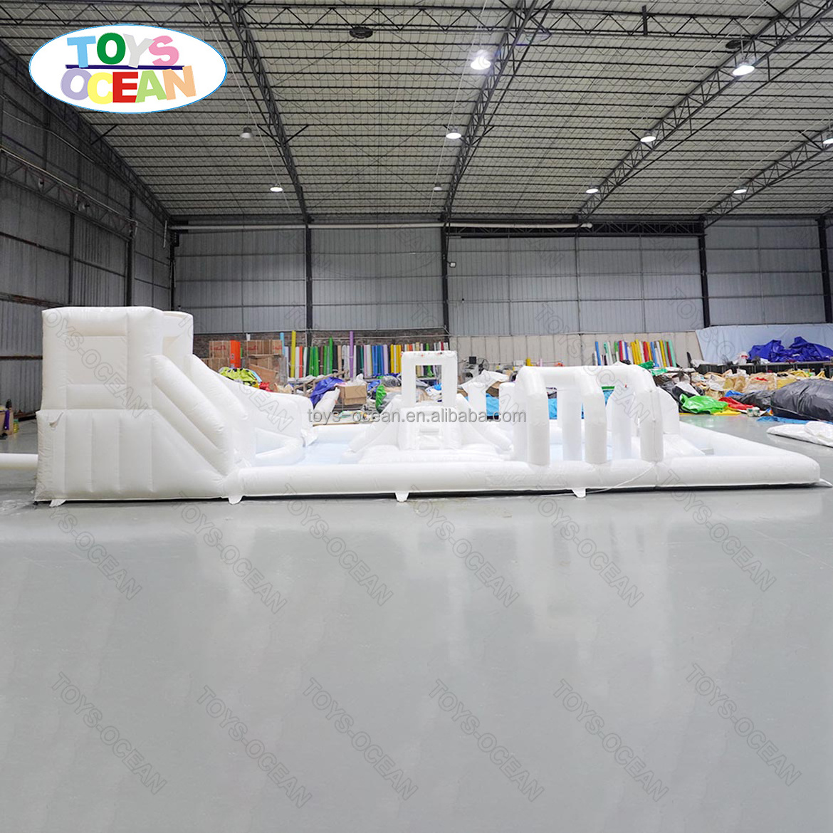 2024 new white inflatable playground with water slide pool suitable for kids activity parties