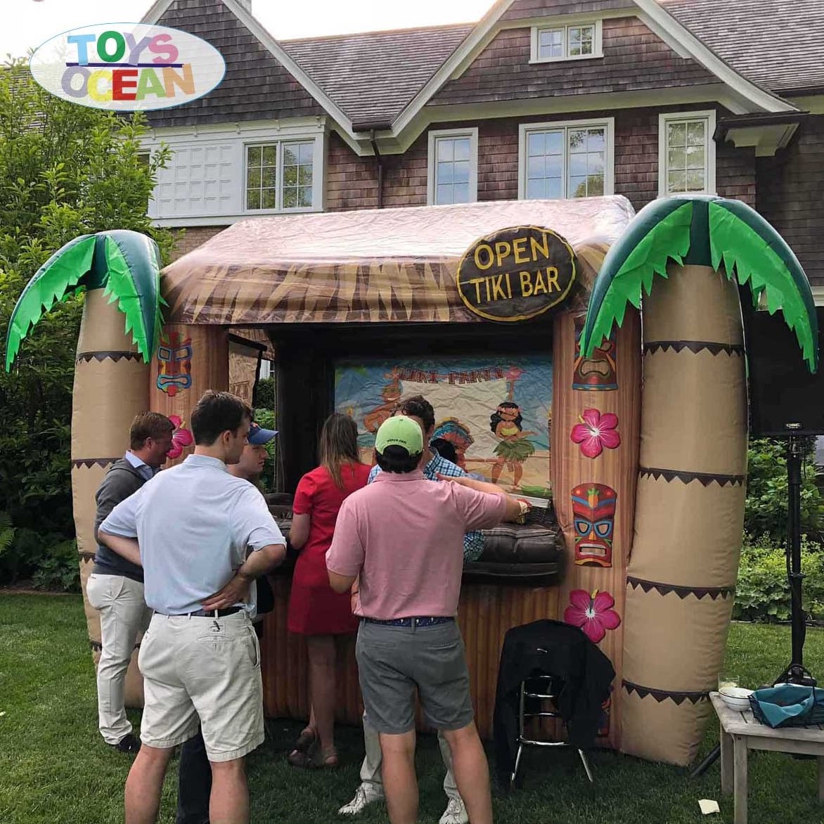 Customized Outdoor Backyard Summer Party Used Portable Inflatable Tiki Hut Bar Display Bar Inflatable Booth Bar