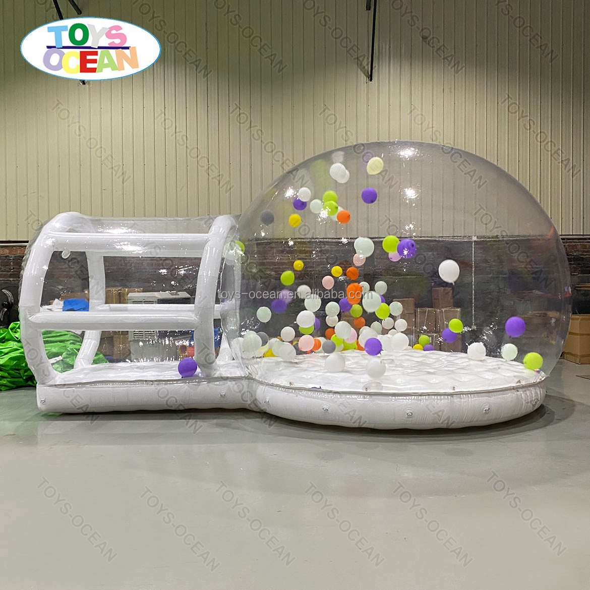 Commercial kids bubble house inflatable snow globe with bouncing floor