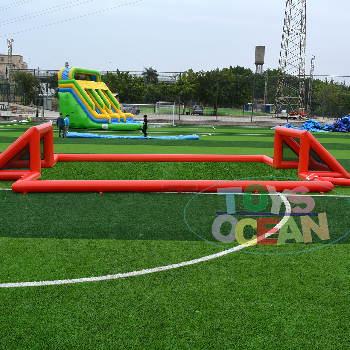 hot sale designed outdoor sports adult grass inflatable football field children's amusement park football & soccer