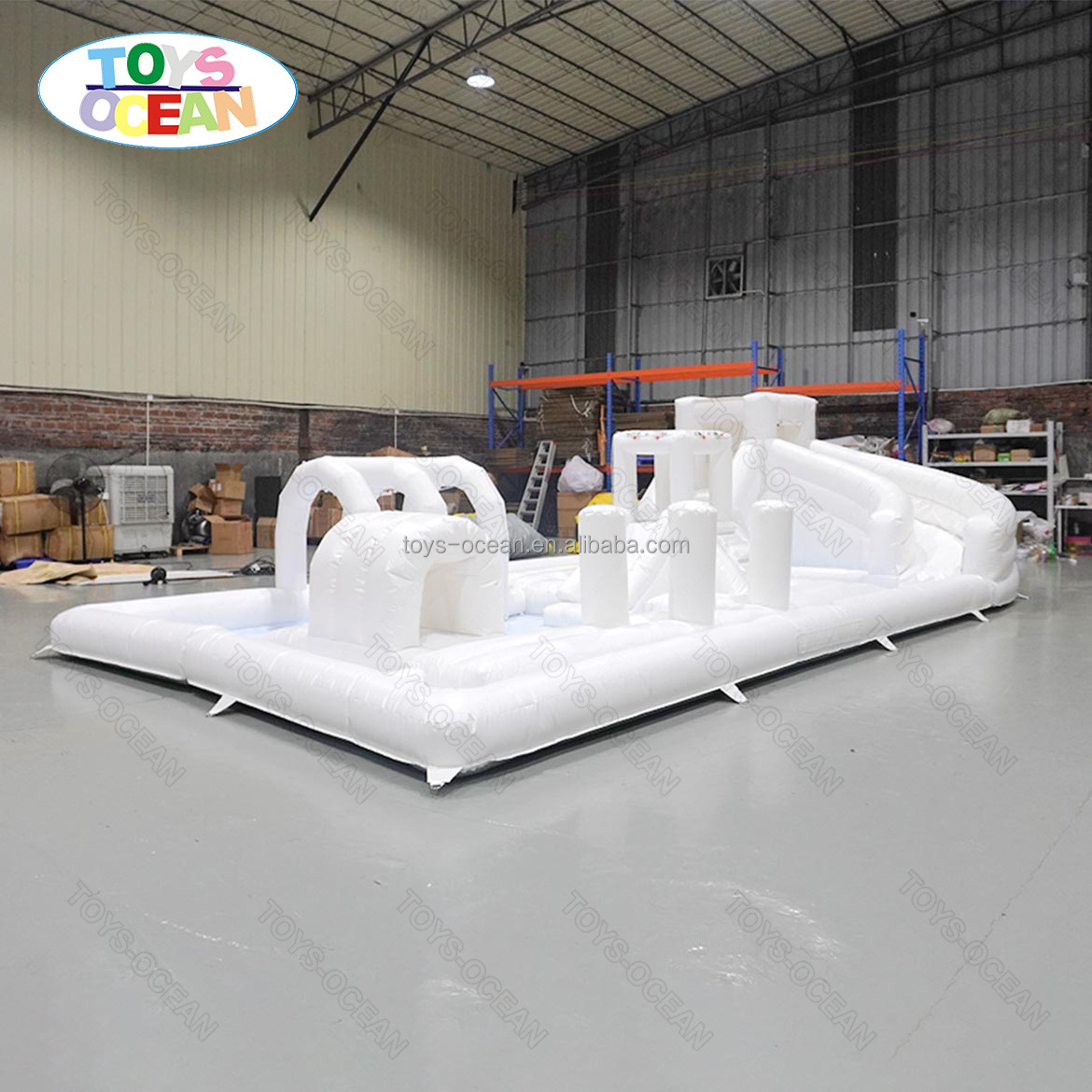 2024 new white inflatable playground with water slide pool suitable for kids activity parties