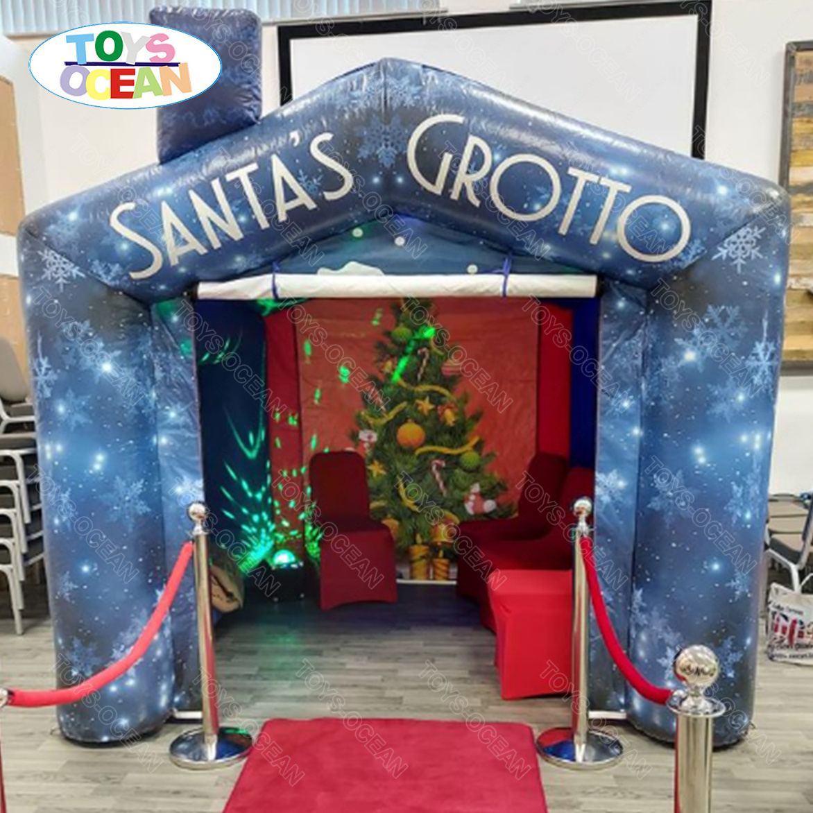 christmas inflatable santa's grotto holiday inflatable santa tent for sale