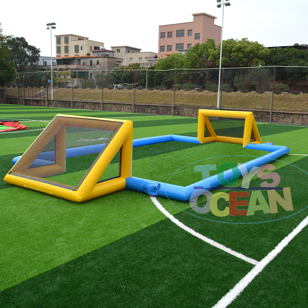 hot sale designed outdoor sports adult grass inflatable football field children's amusement park football & soccer