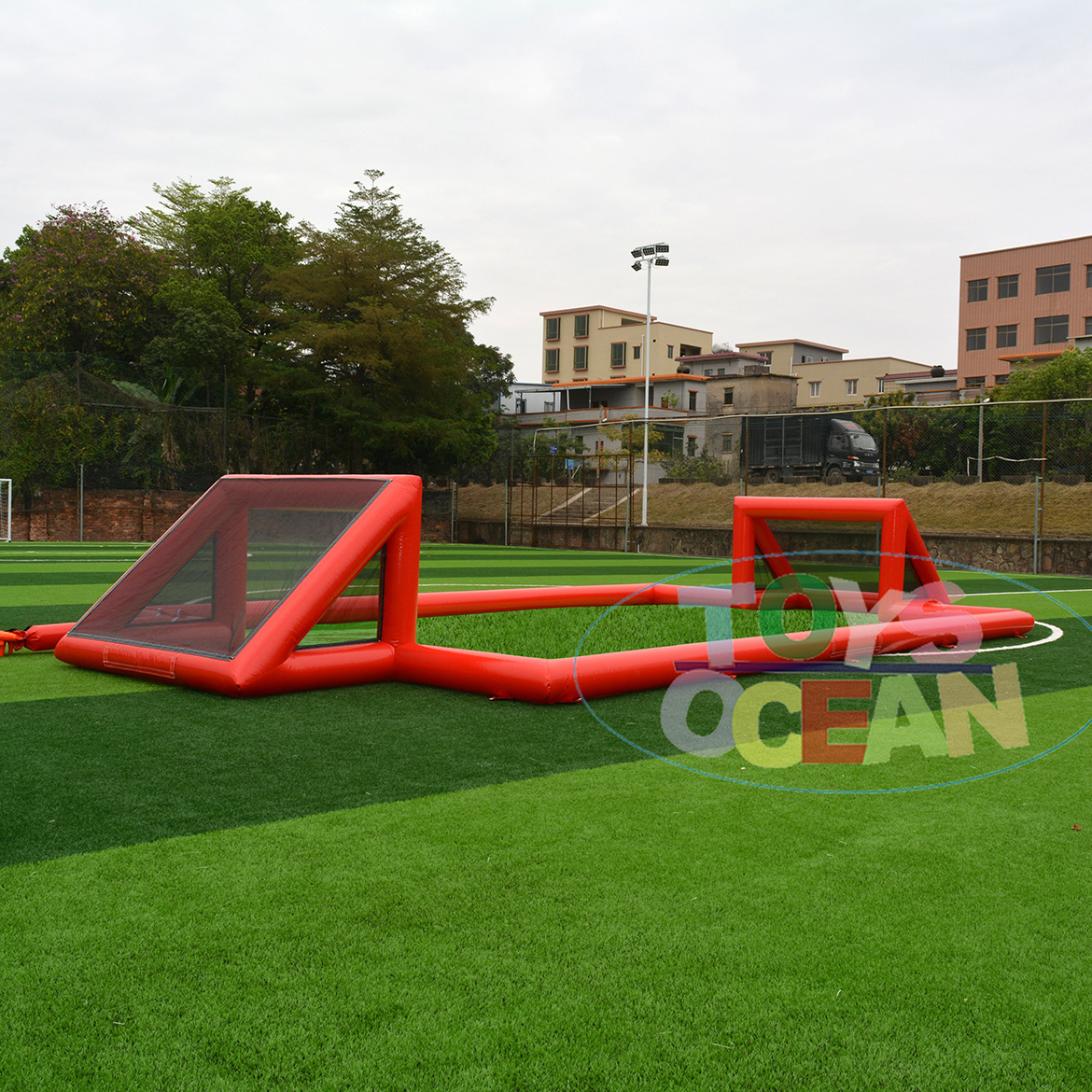 hot sale designed outdoor sports adult grass inflatable football field children's amusement park football & soccer