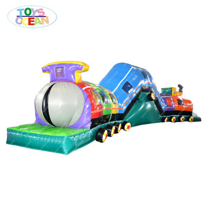 Inflatable Train Jumping Trampoline Castle Obstacle Course Playground Amusement Park for Kids