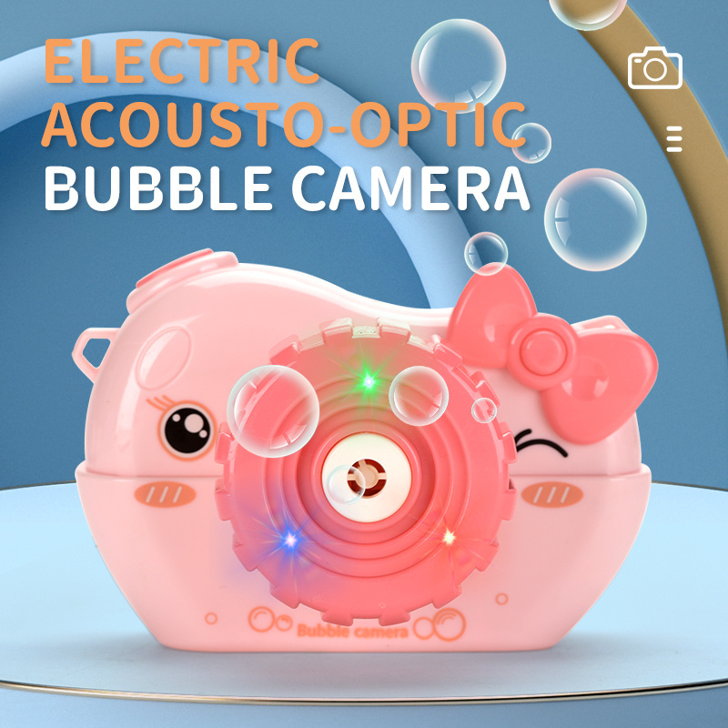 2024 New Kids Outdoor Summer Electric Cute Bubble Machine Toys With Light And Music Cartoon Cat Bubble Camera