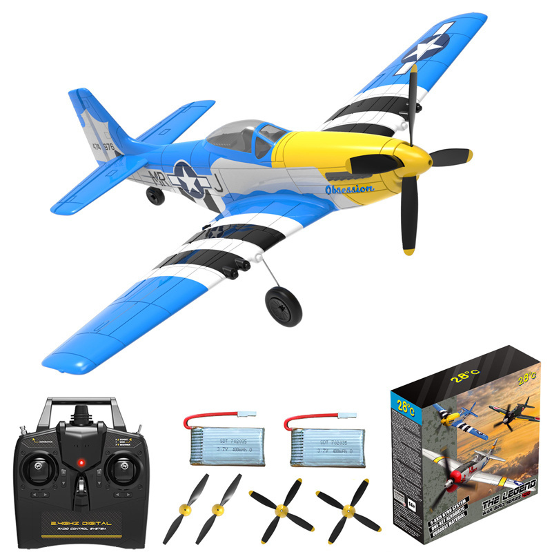 RC Plane 4 Channel Remote Control Airplanes One Key Aerobatic P51 Radio Controlled Aircraft for Beginners