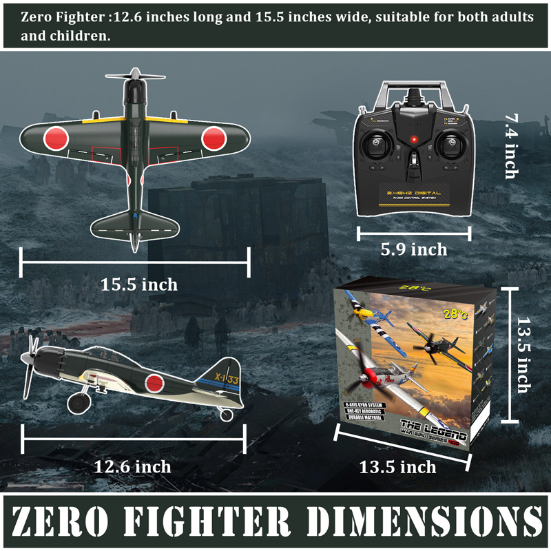 One Key Aerobatic Airplane 4 channels RC Plane Ready to Fly Zero Fighter Radio Controlled Aircraft for Beginners