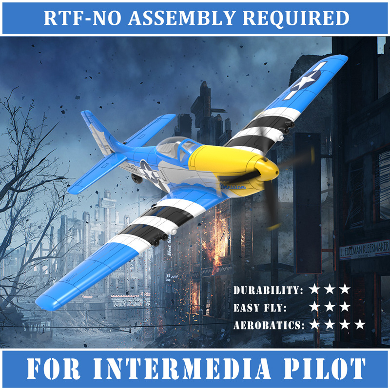 RC Plane 4 Channel Remote Control Airplanes One Key Aerobatic P51 Radio Controlled Aircraft for Beginners