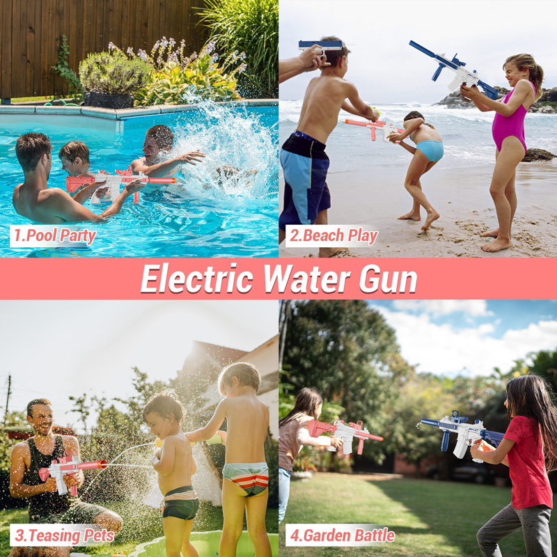 Hot Sale M416 Pink Electric Water Gun 38 FT Long Range Water Toy Guns For Kids Automatic Water Gun Toy Summer Outdoor