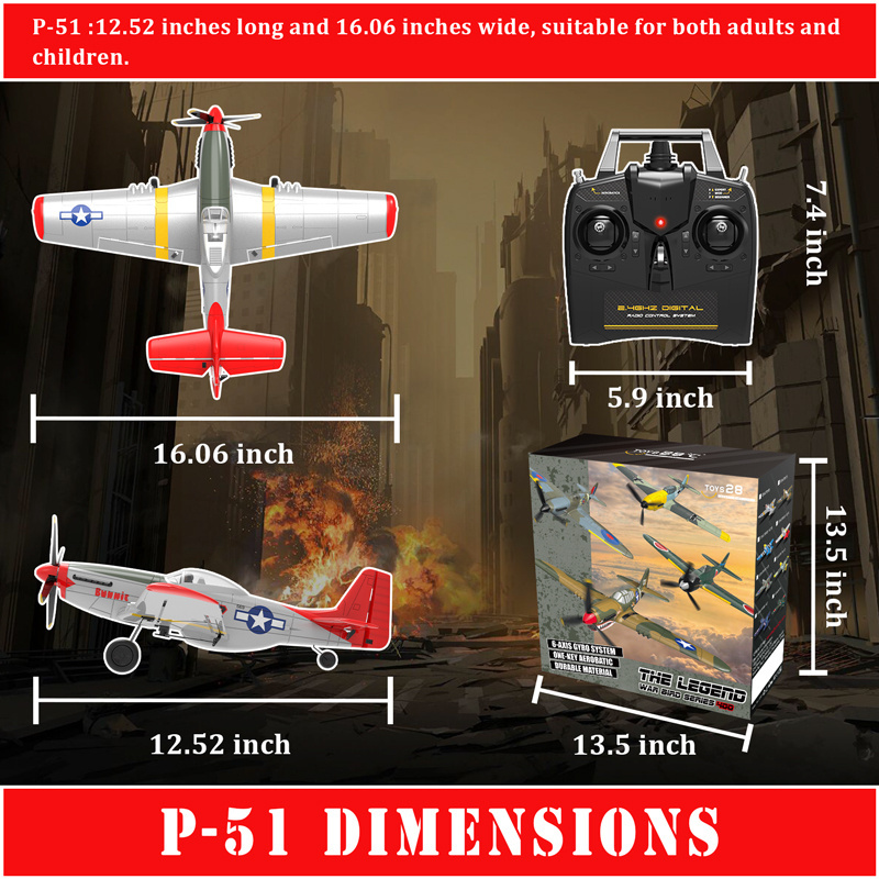 4CH 2.4G Airplane Model Beginner Outdoor Park Flyer Epp Foam Radio Remote Control Toys Rc Plane P51 For Kid Birthday Gift