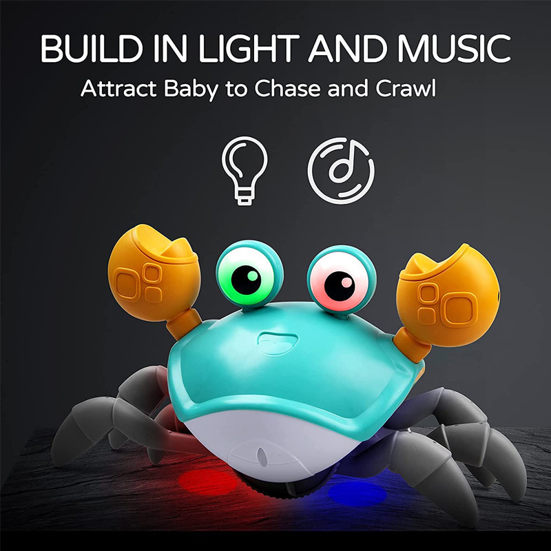 Shantou Suppliers Toddler Interactive Learning Development Toys, Crawling Crab Baby Toy with Music and LED Light Up for Kids