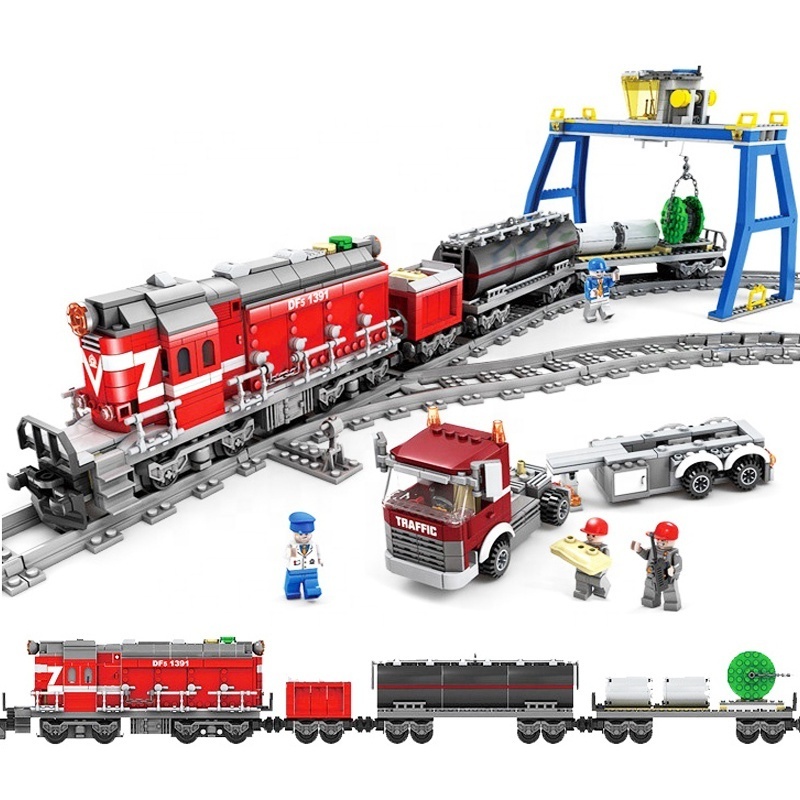 KAZI TrainSeries Electronic Bricks For Kids Toys Electric RC Urban Rail Train Track Assemble Train building blocks toys