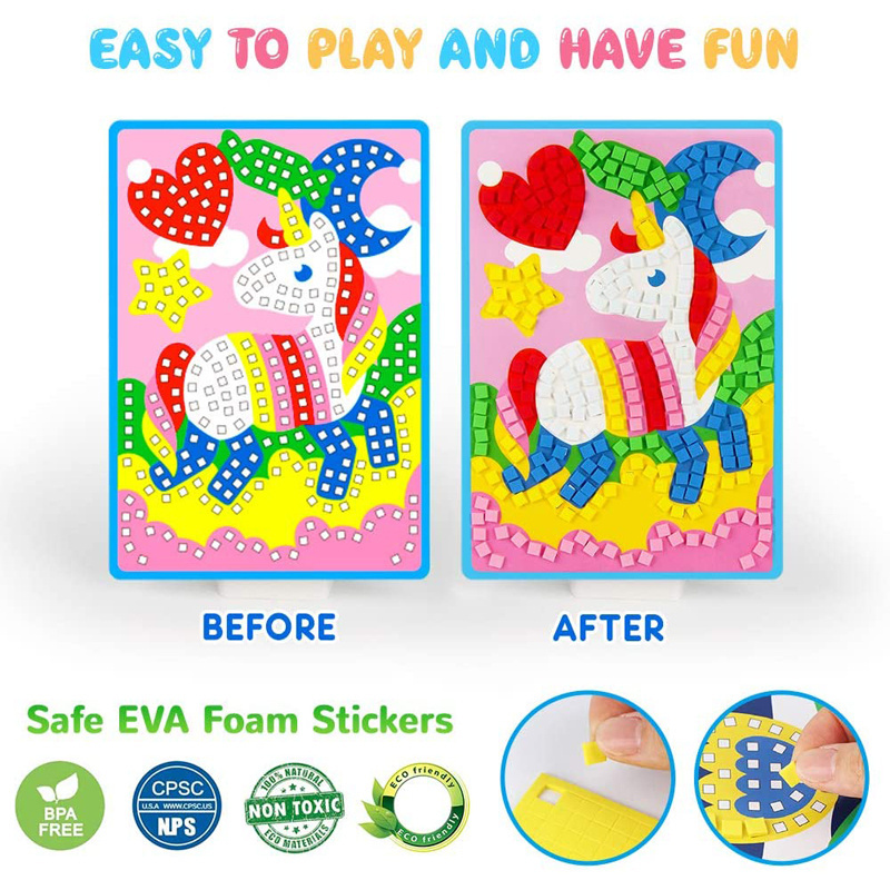 New Arrival Children Educational Toys Preschool Picture Mosaic Sticker Art Sticky DIY Handmade Art and Craft Kits for Kids Toys